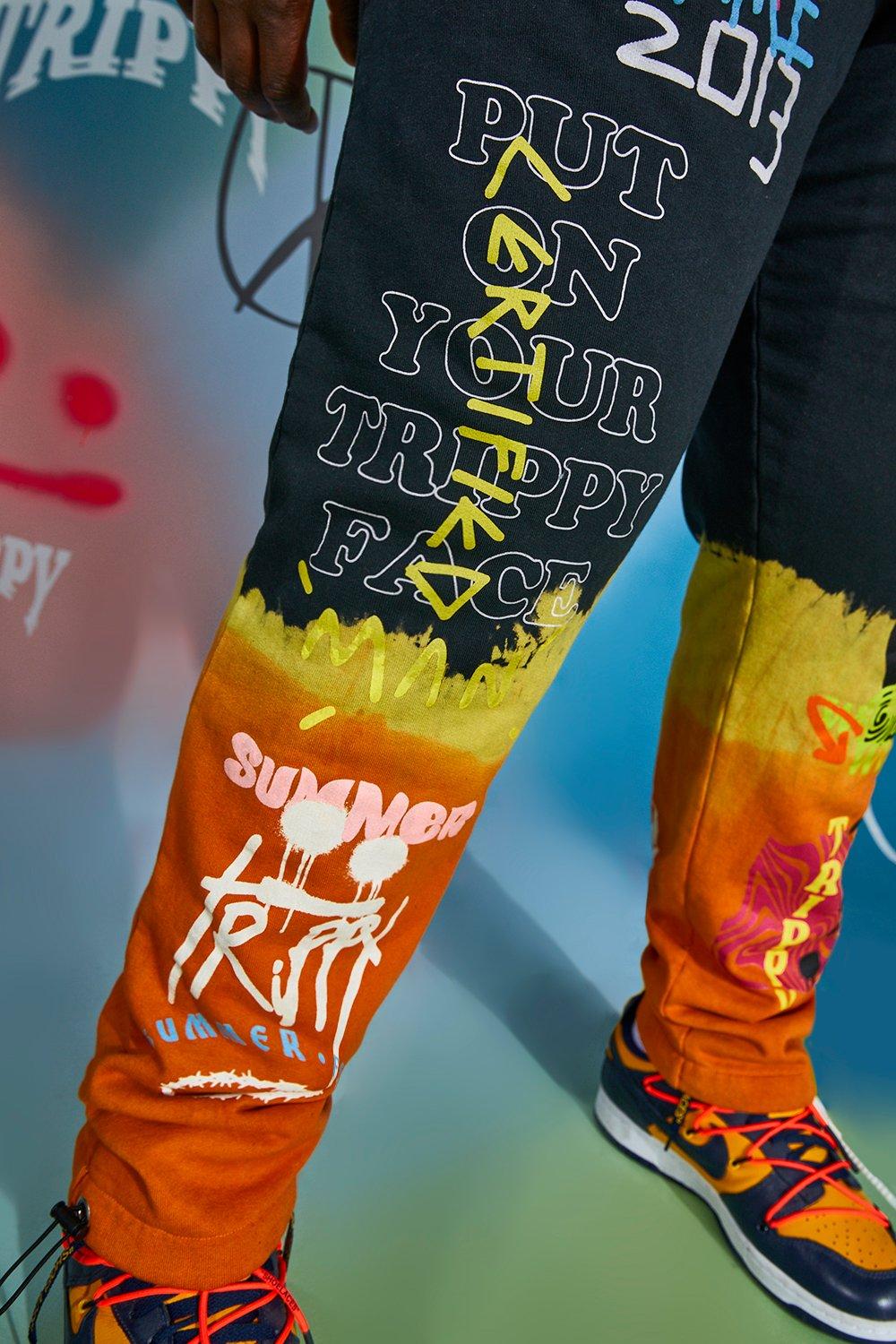 Black and orange tie dye joggers hotsell