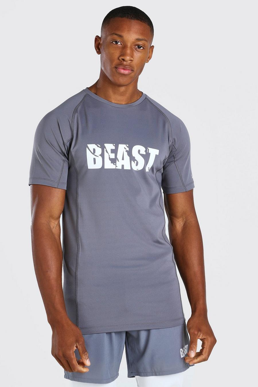 T-shirt de compression imprimé BeastMAN Active X Beast, Anthracite : image number 1