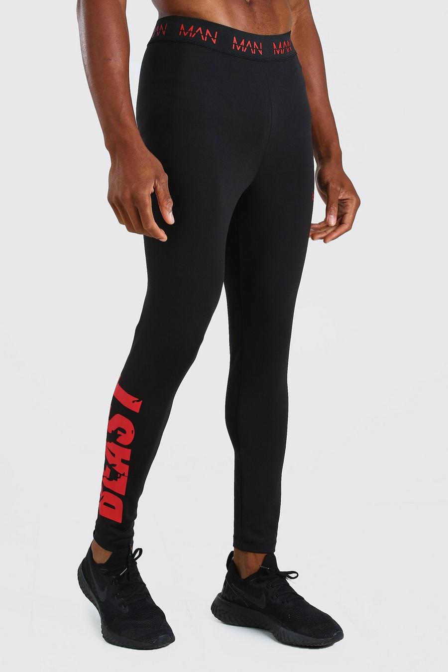 Black MAN Active X Beast Tights With Print Detail image number 1