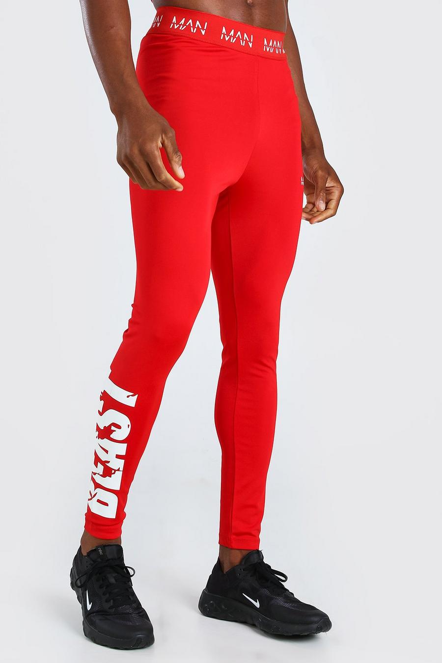 Red MAN Active X Beast Tights With Print Detail image number 1