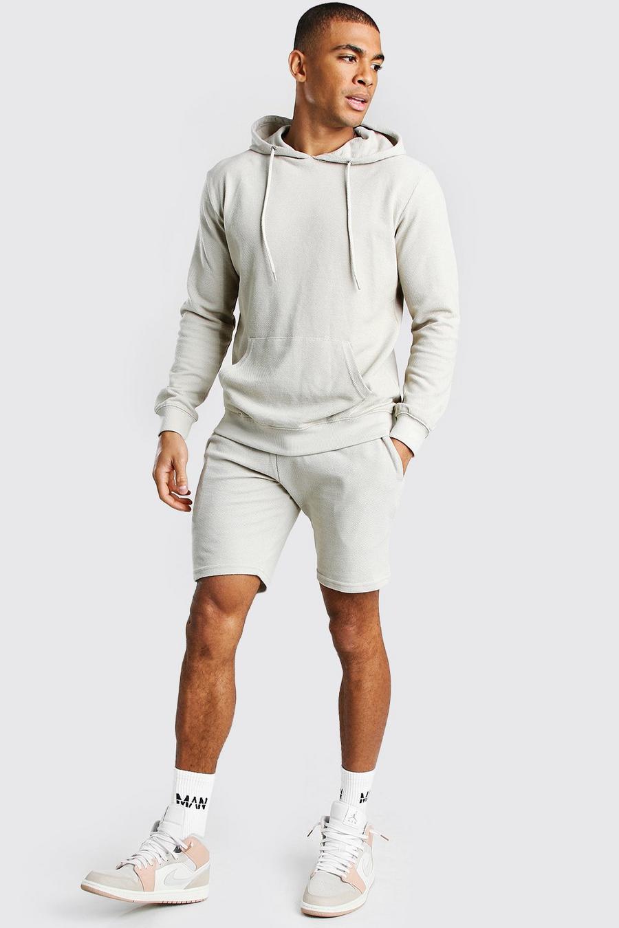 Stone Pique Hooded Short Tracksuit image number 1