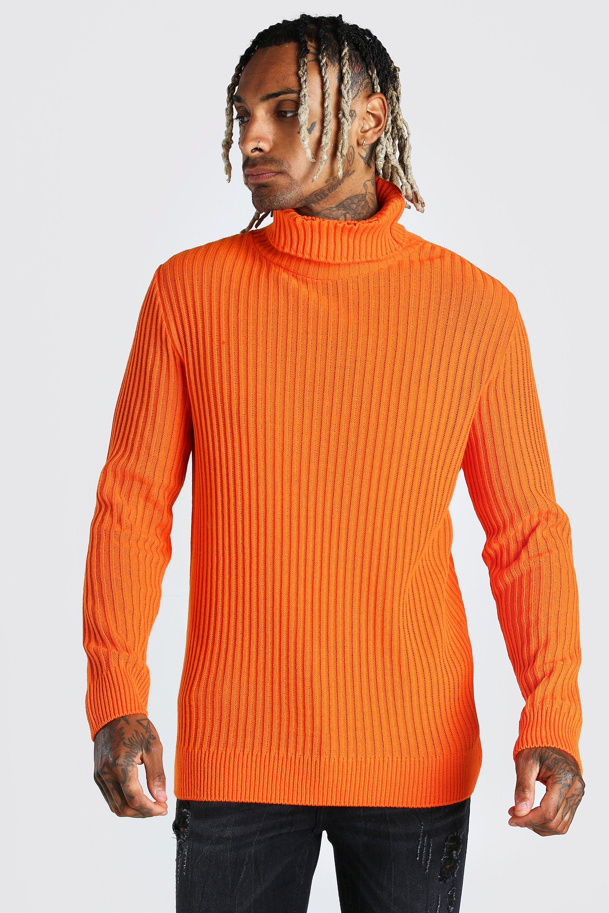 Orange roll outlet neck jumper mens