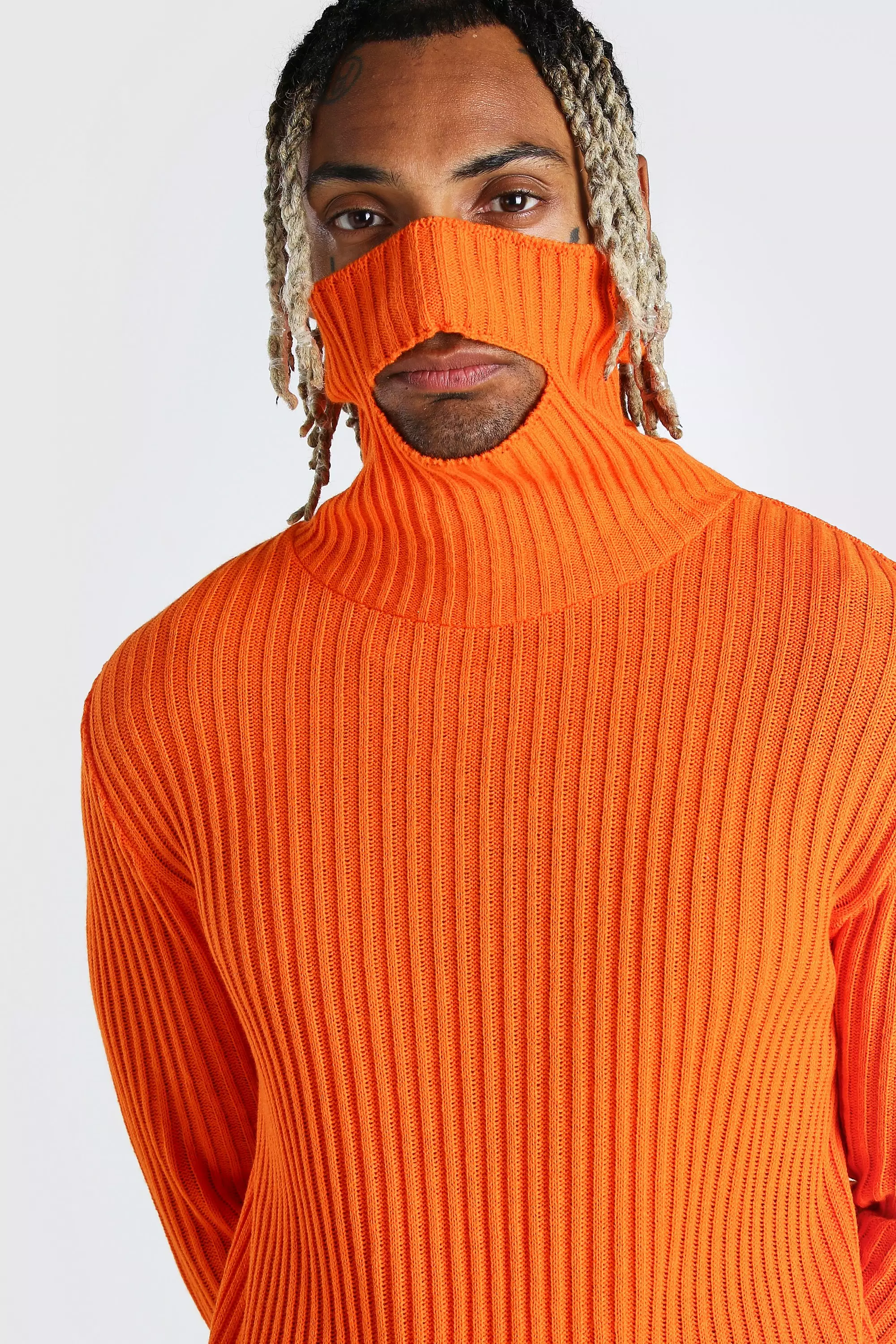 Mens orange roll hot sale neck jumper