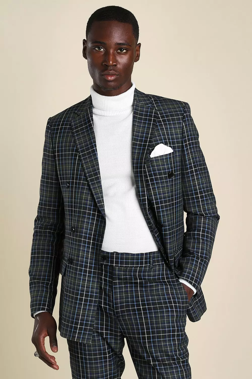 Black and white outlet check suit jacket