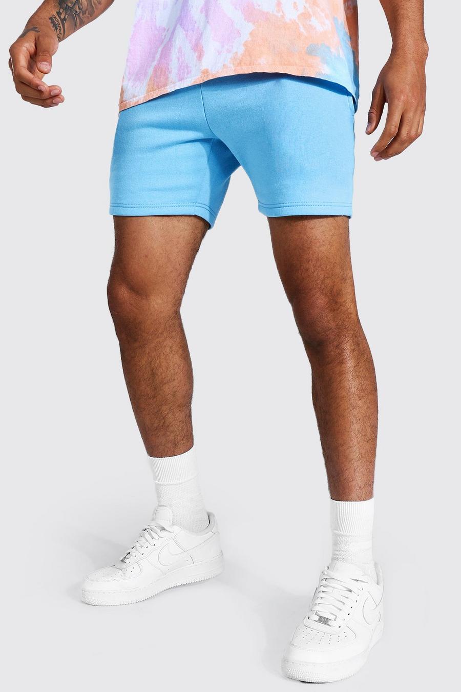 Blue Basic Korte Slim Fit Jersey Shorts image number 1