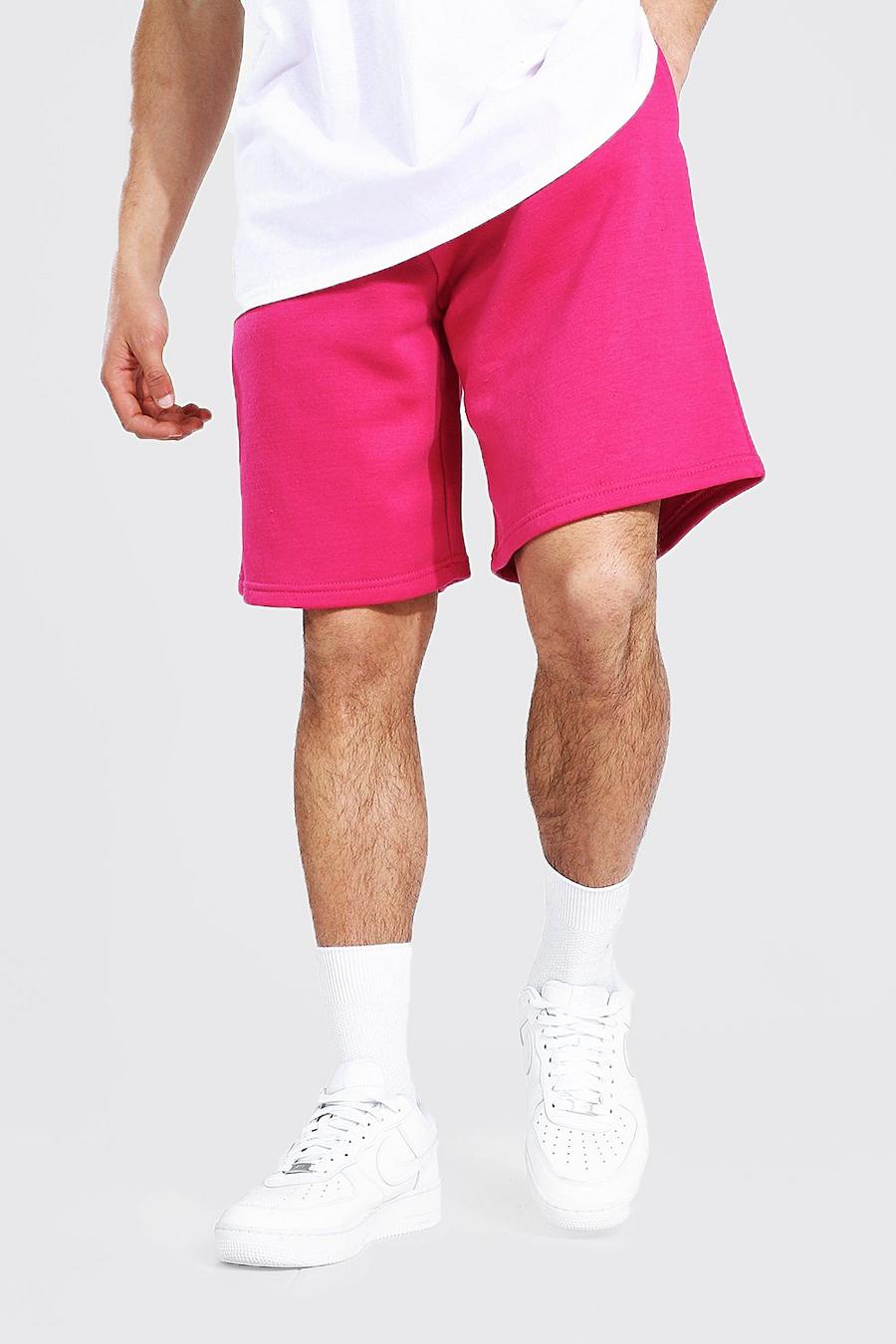 Pink Basic Mid Length Loose Jersey Shorts image number 1