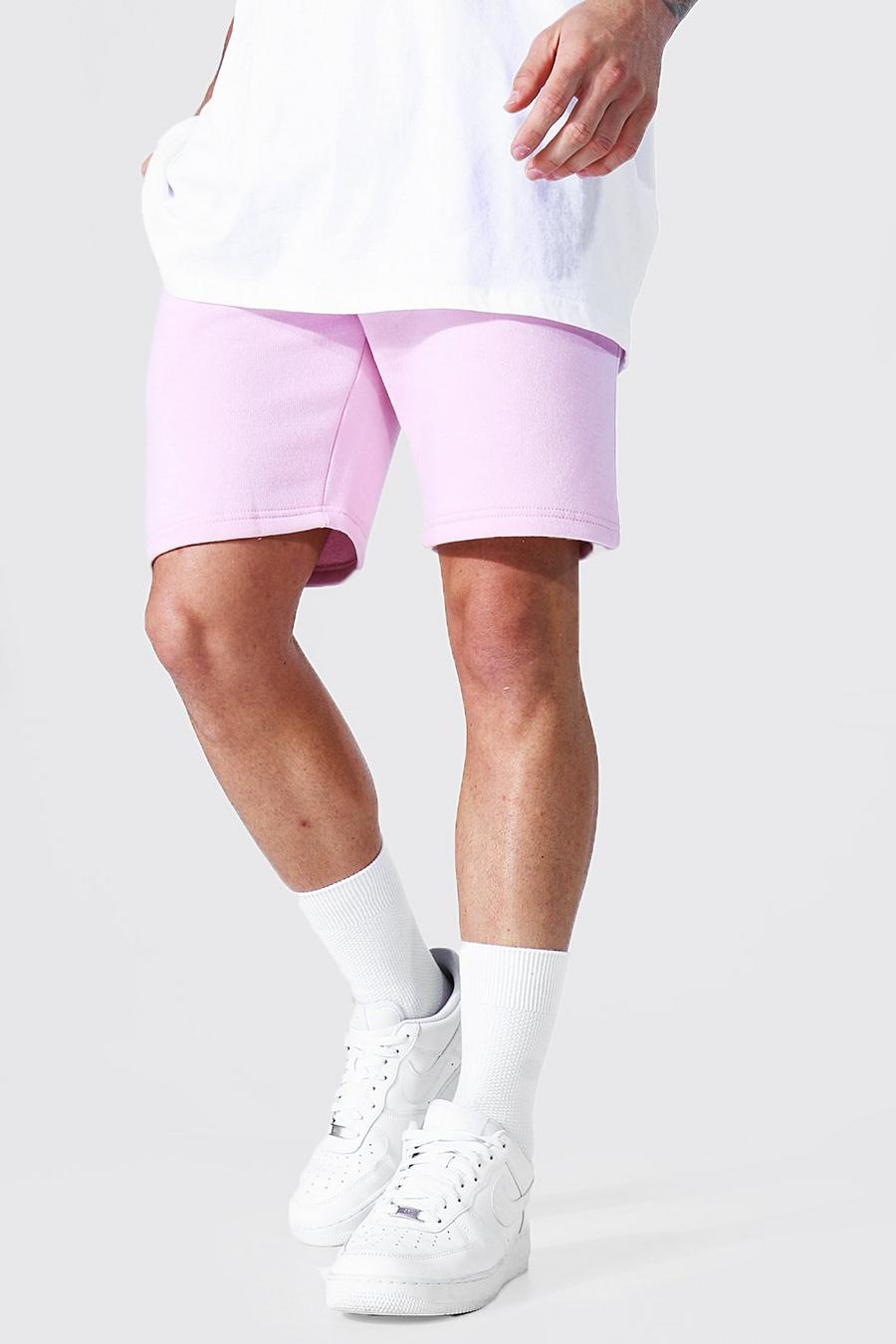 Basic mittellange Slim Jersey-Shorts, Light pink image number 1