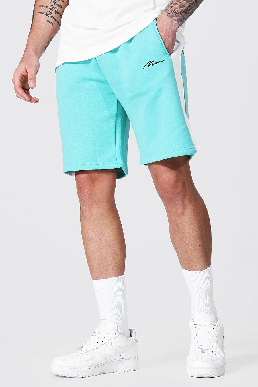 Green Man Signature Middellange Regular Fit Shorts Met Zijpaneel image number 1