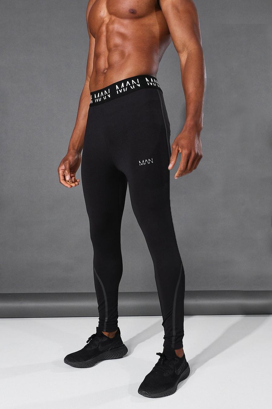 Black Man Active Gym Reflective Compression Legging image number 1