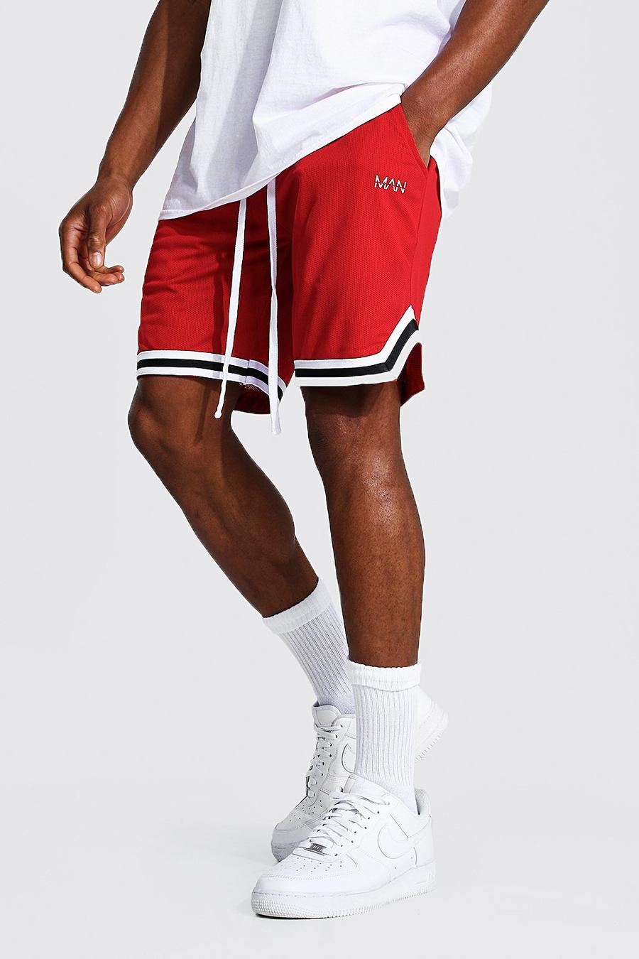 Red Original Man Mesh Basketball Mid Tape Shorts image number 1