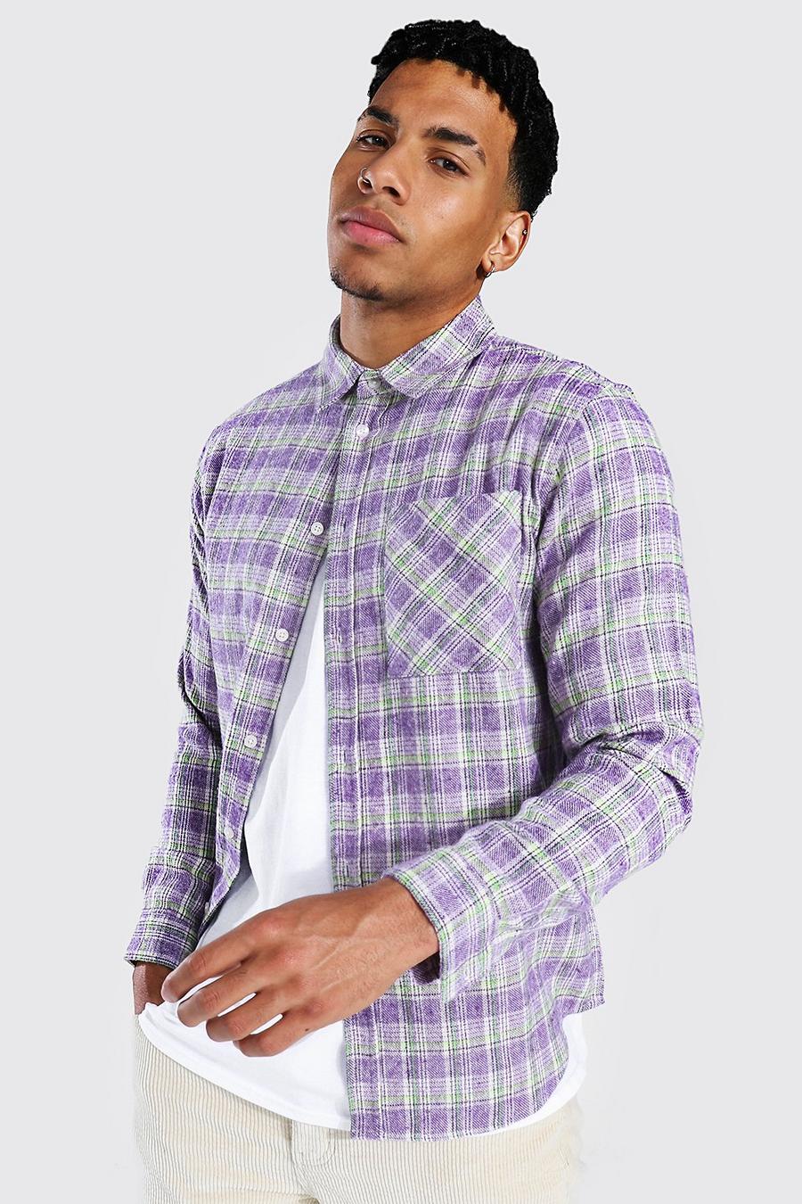 Purple Geruit Regular Fit Overhemd image number 1