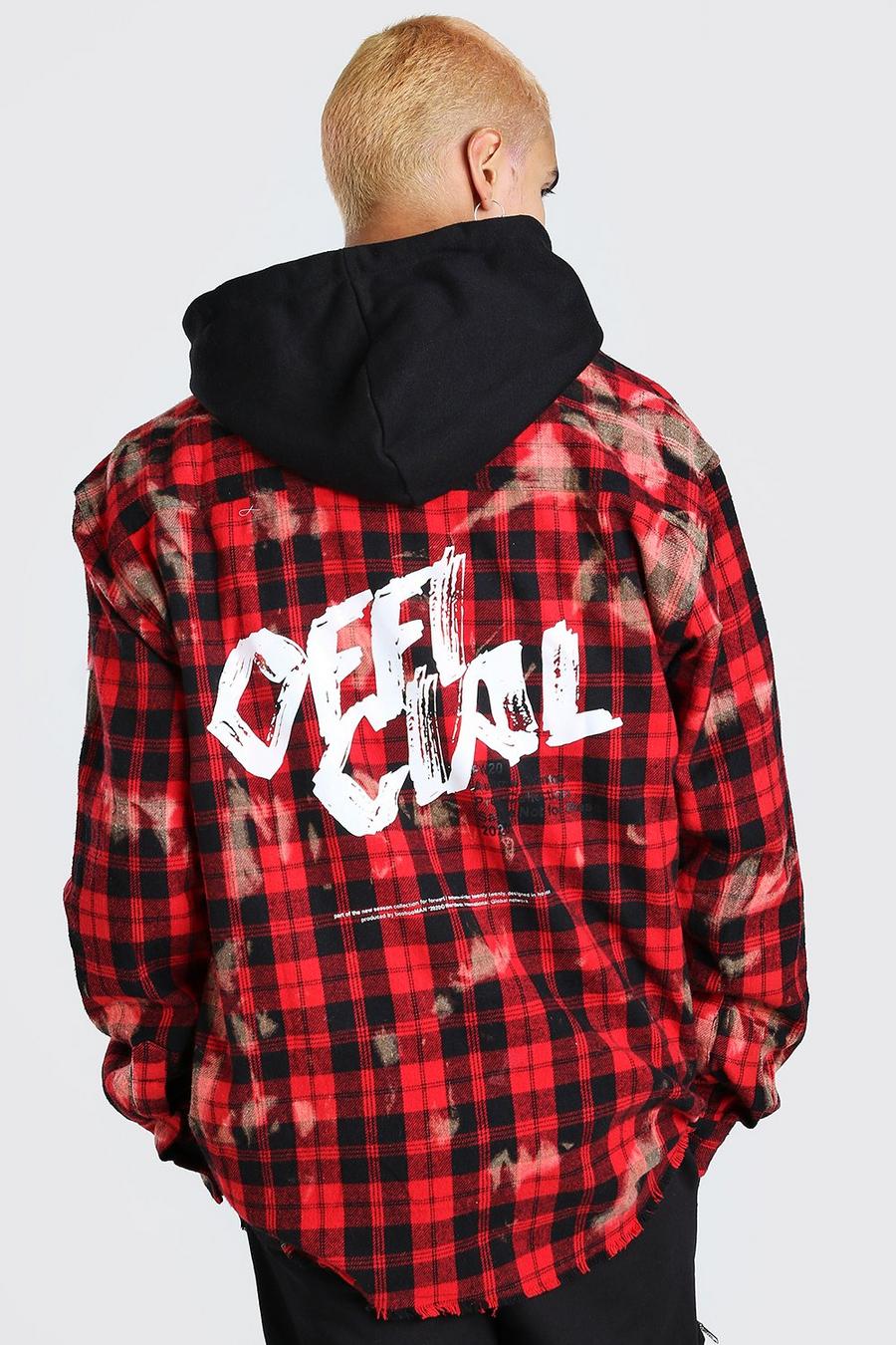 Long Sleeve Oversized Bleached Printed Flannel Shirt image number 1