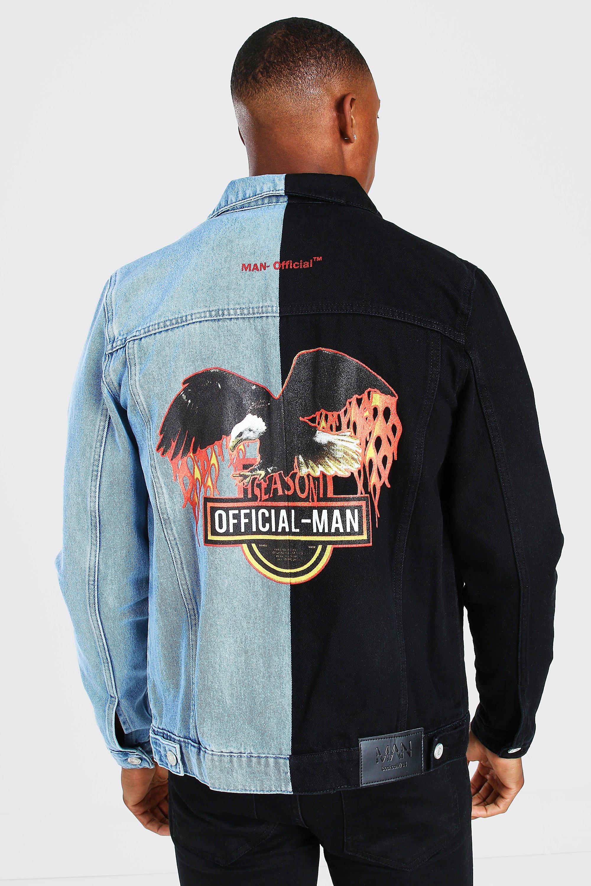 Black denim jacket with hotsell back print