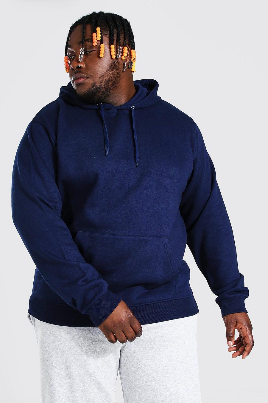 Navy Plus Size Basic Over The Head Hoodie image number 1
