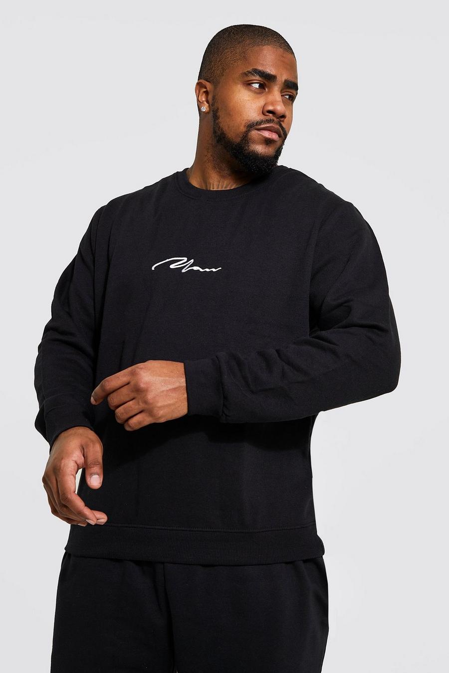 Black svart Plus Size - Man Script Sweatshirt