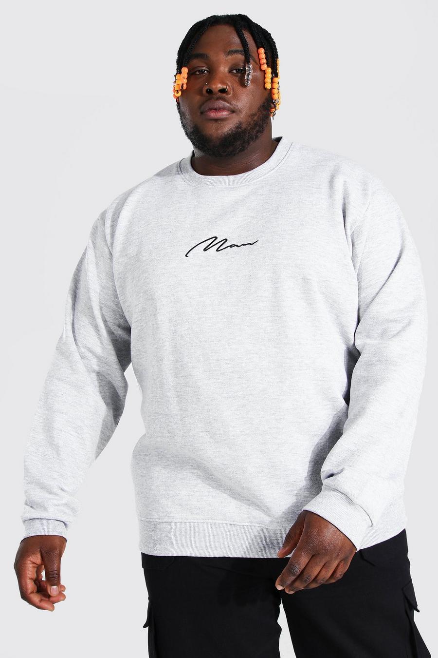 Grey marl Plus Size - Man Script Sweatshirt image number 1