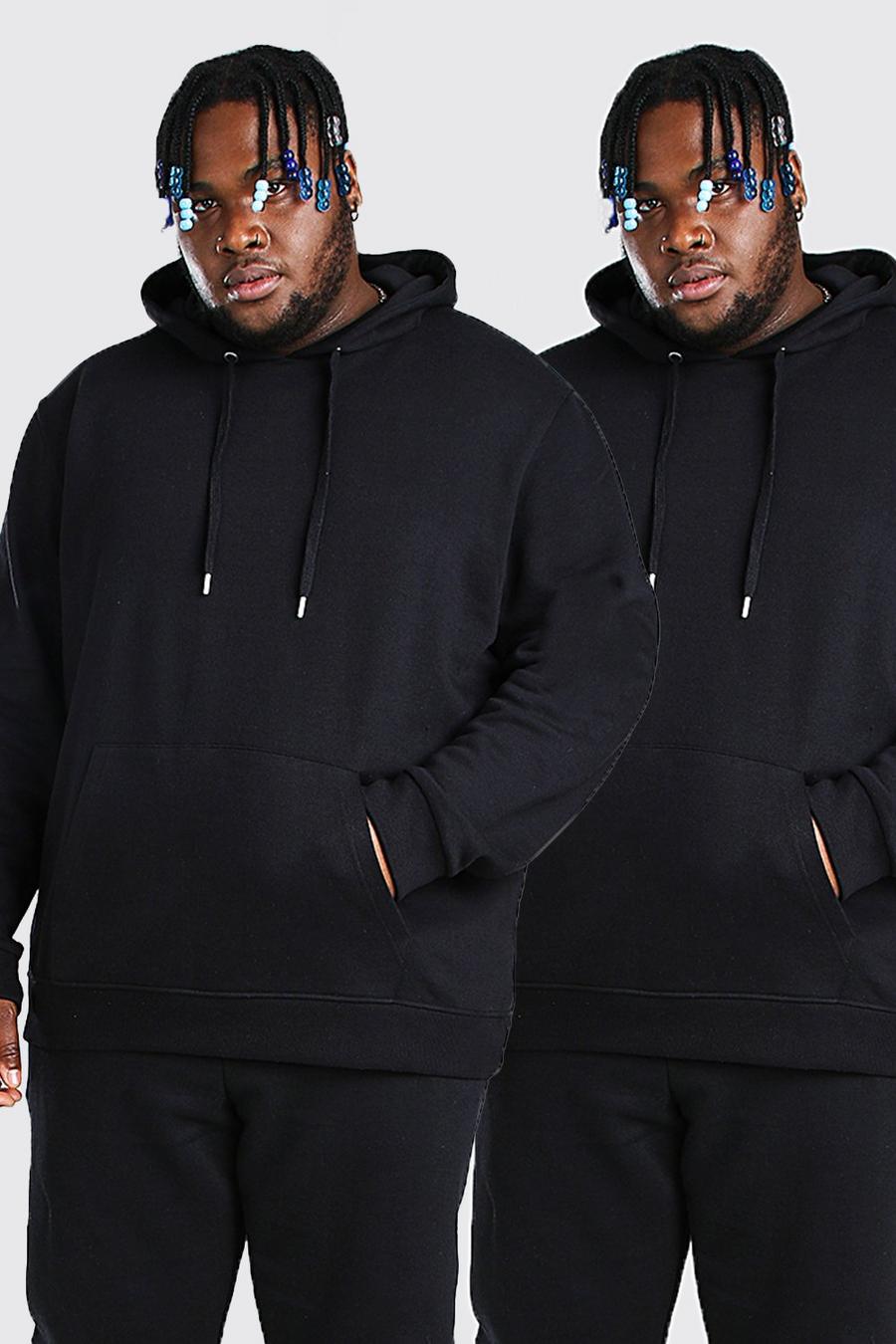Black Plus Size 2 Pack Over The Head Hoodie image number 1
