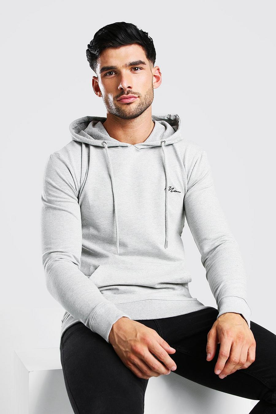 Grey marl Man Signature Hoodie i muscle fit image number 1