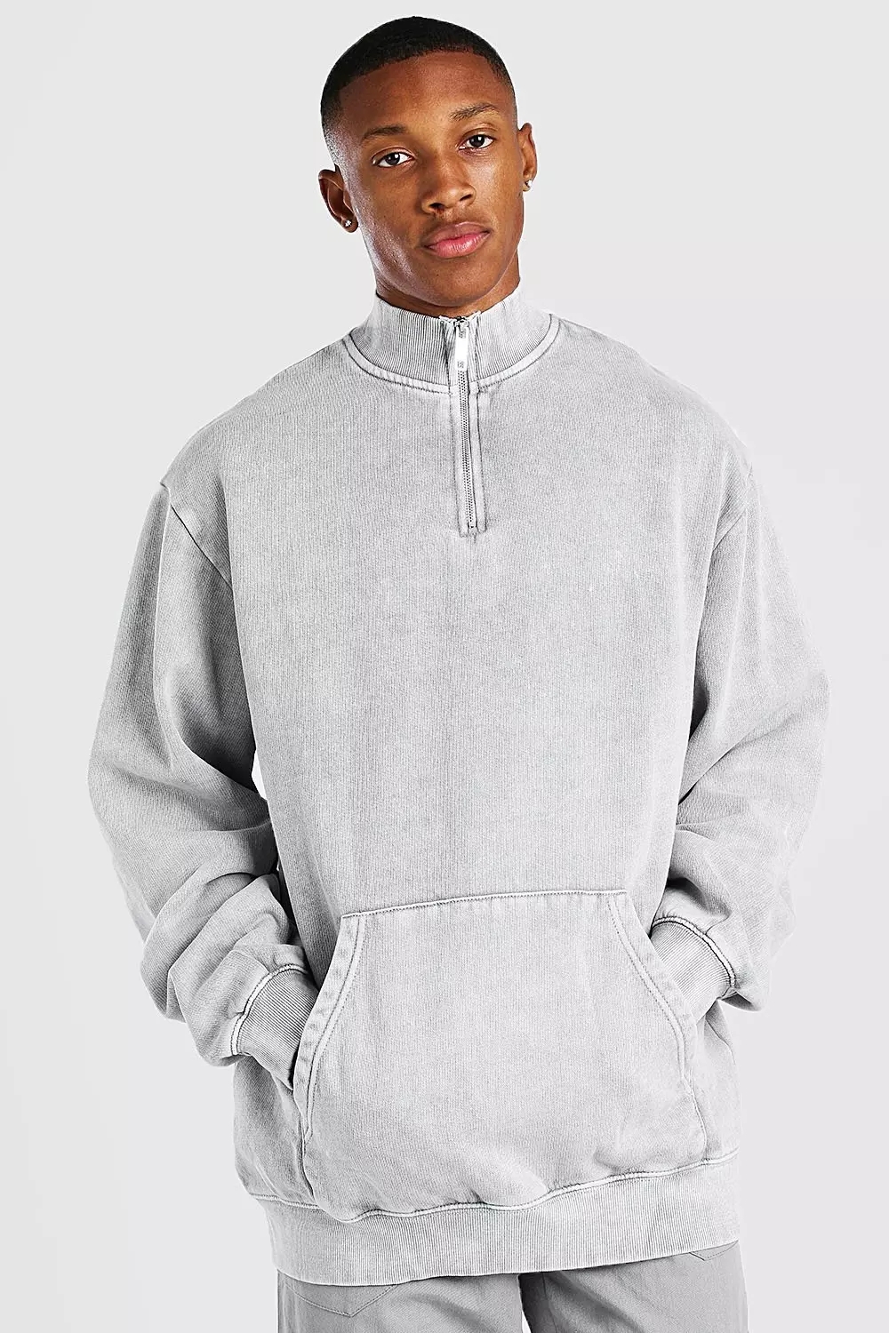 Mens oversized half zip sweatshirt sale