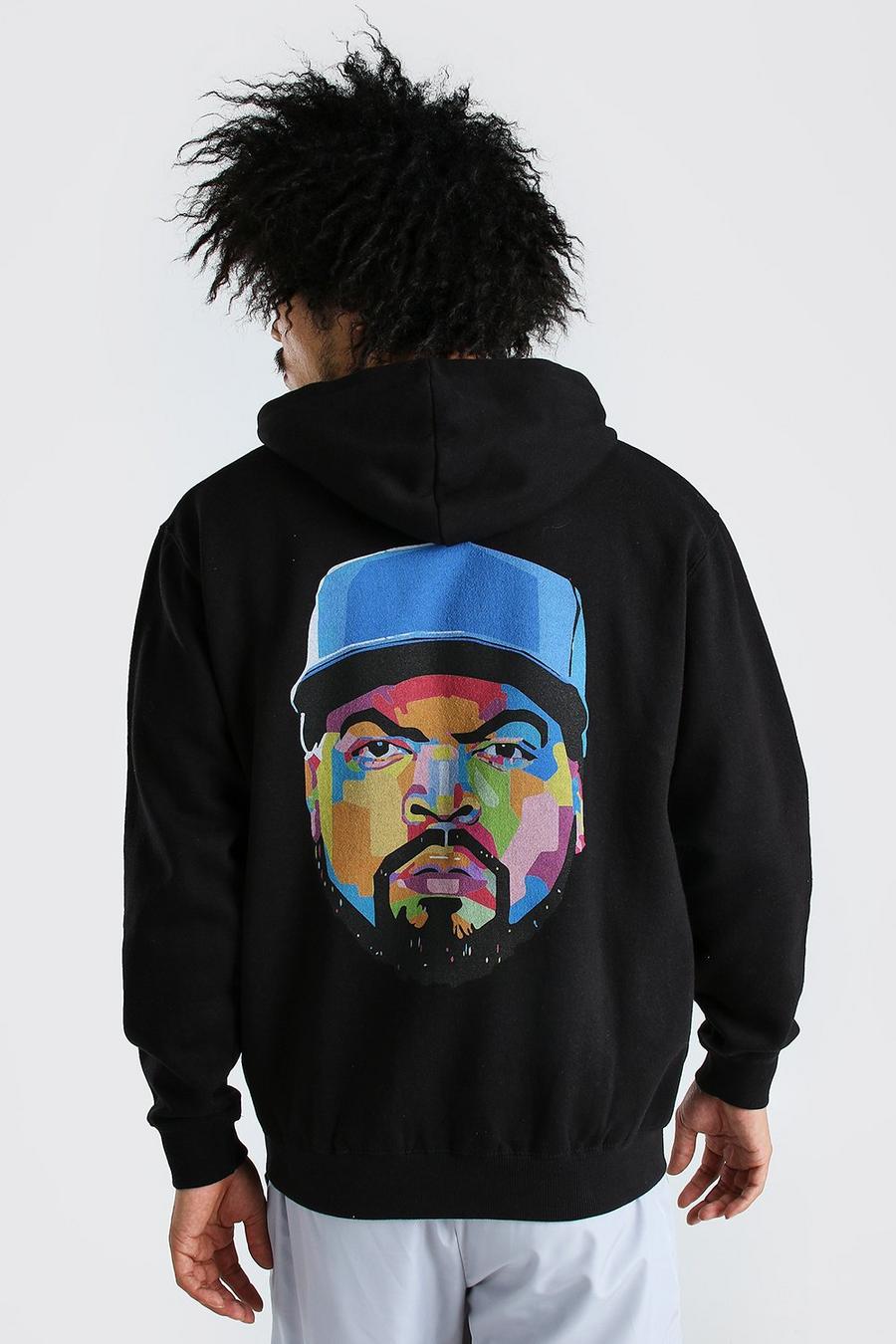 Hoodie mit lizenziertem „Ice Cube“-Print hinten, Schwarz image number 1