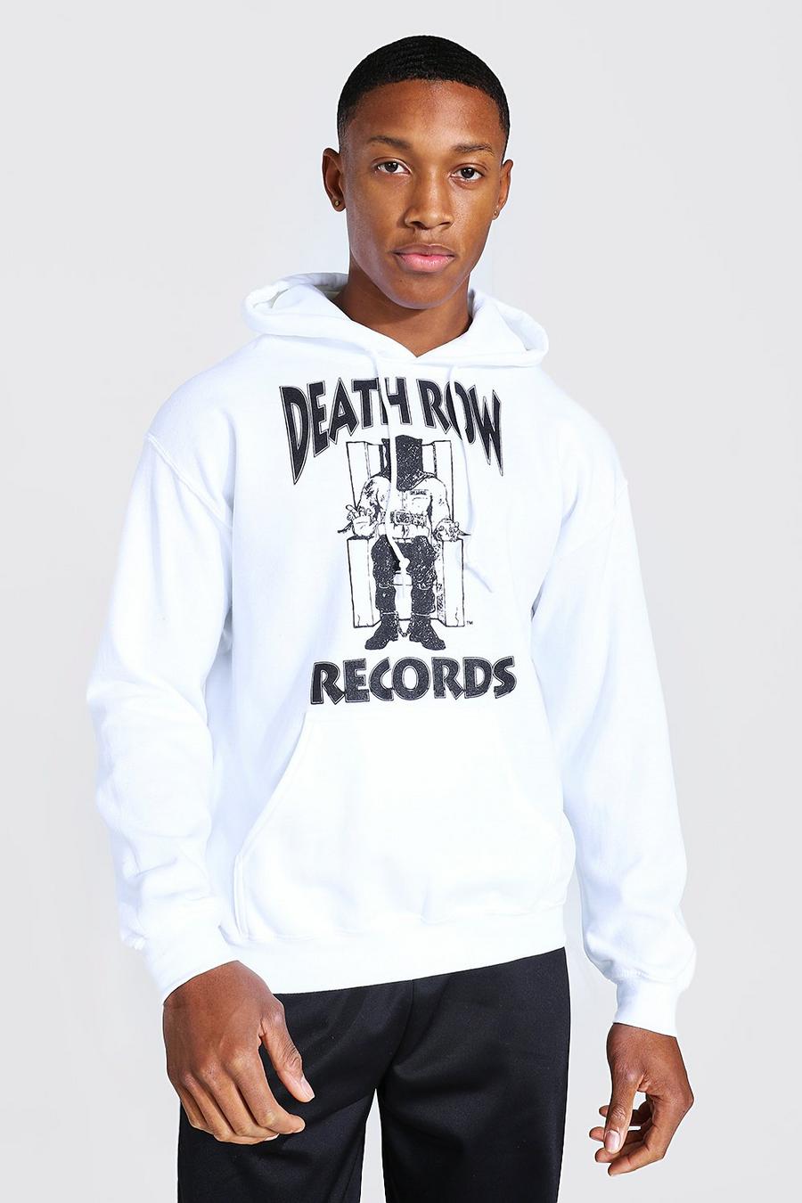 לבן קפוצ'ון עם הדפס ממותג Death Row Records image number 1