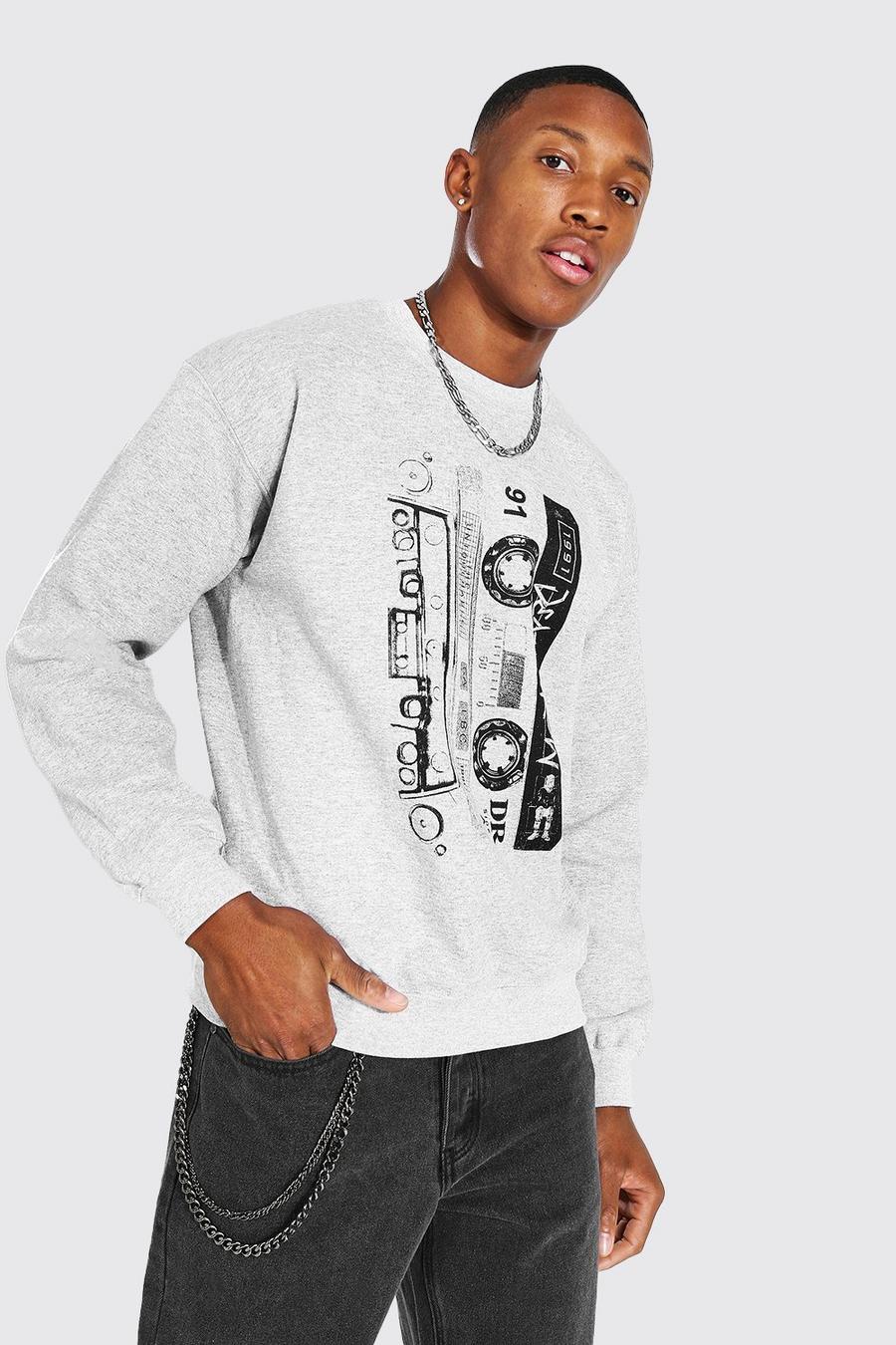 Grey marl Death Row Cassette Print License Sweater image number 1