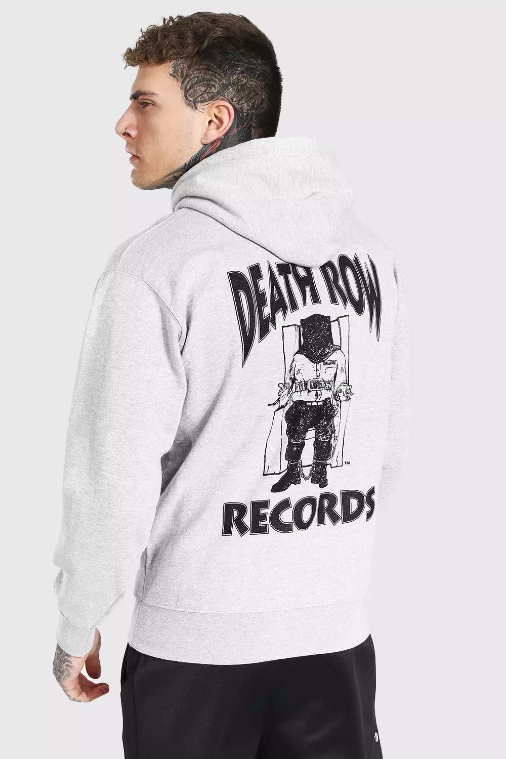 Grey marl Death Row Records Back Print Hoodie alternative image