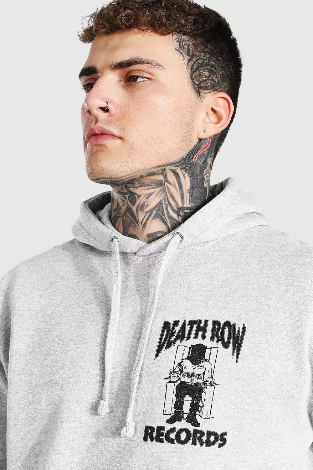 Grey marl Death Row Records Back Print Hoodie alternative image
