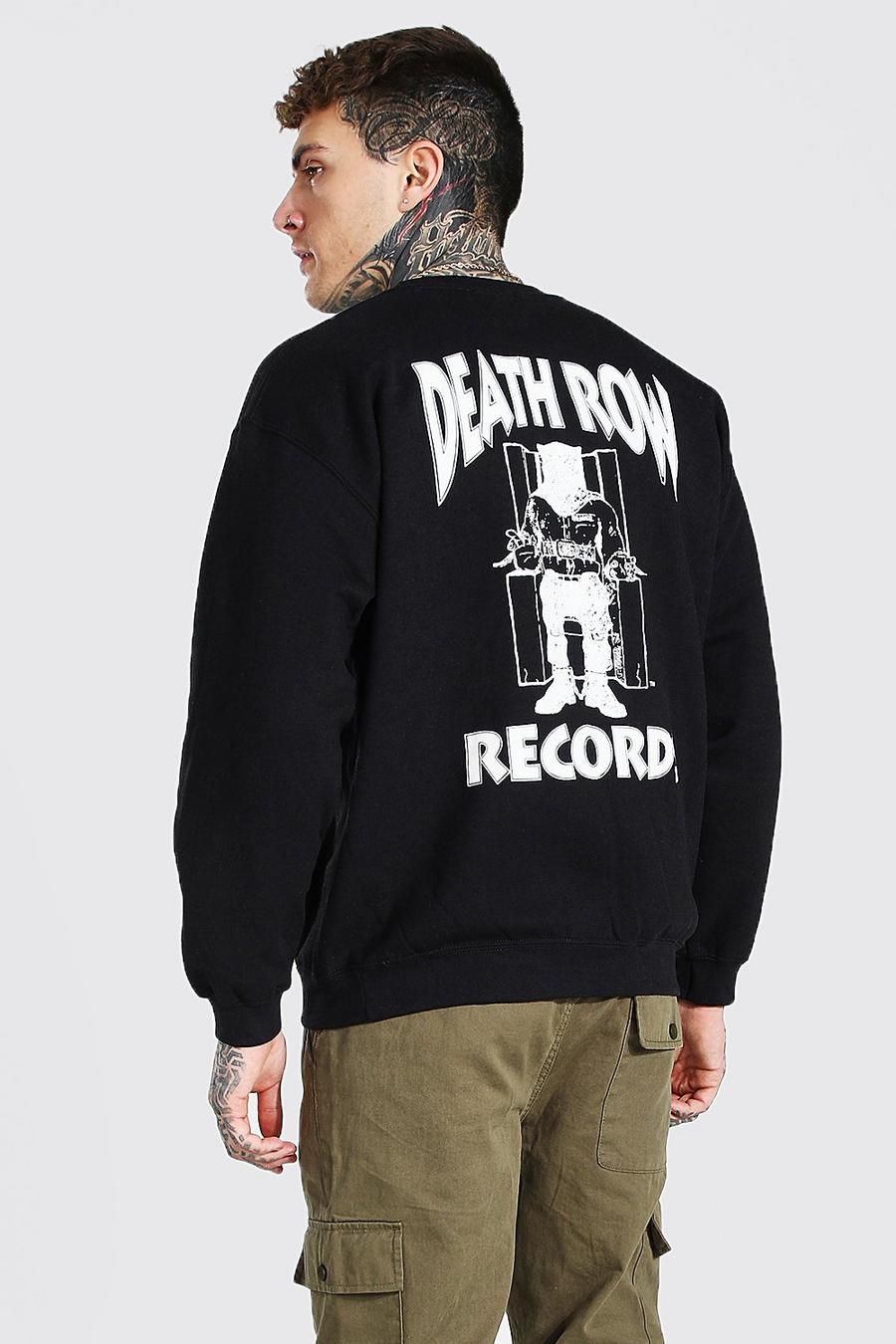Black "Death Row Records" Sweatshirt med tryck bak image number 1