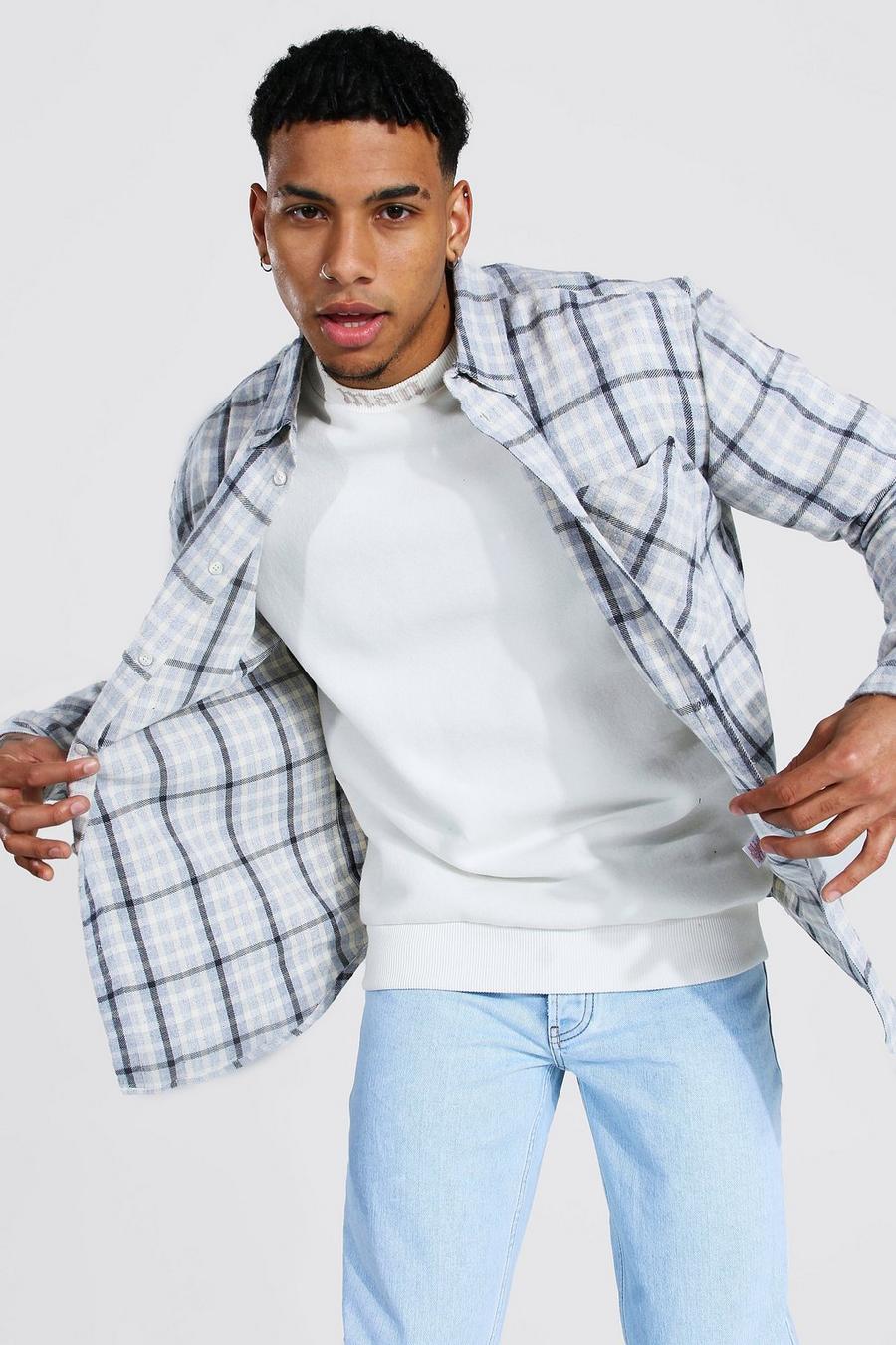 Pale grey Oversized Check Shirt image number 1
