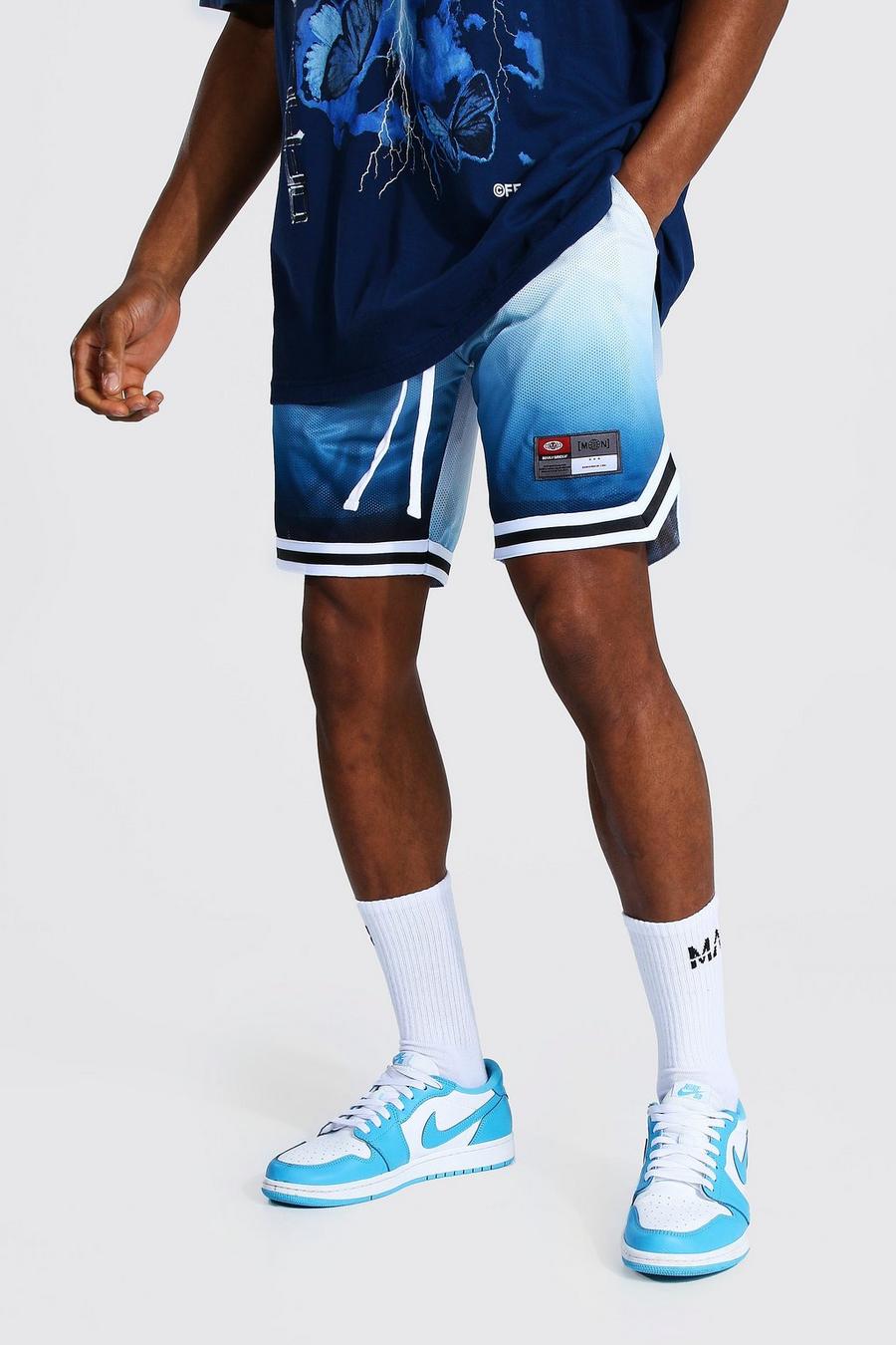 Navy Man Ombre Mesh Basketball Tape Shorts