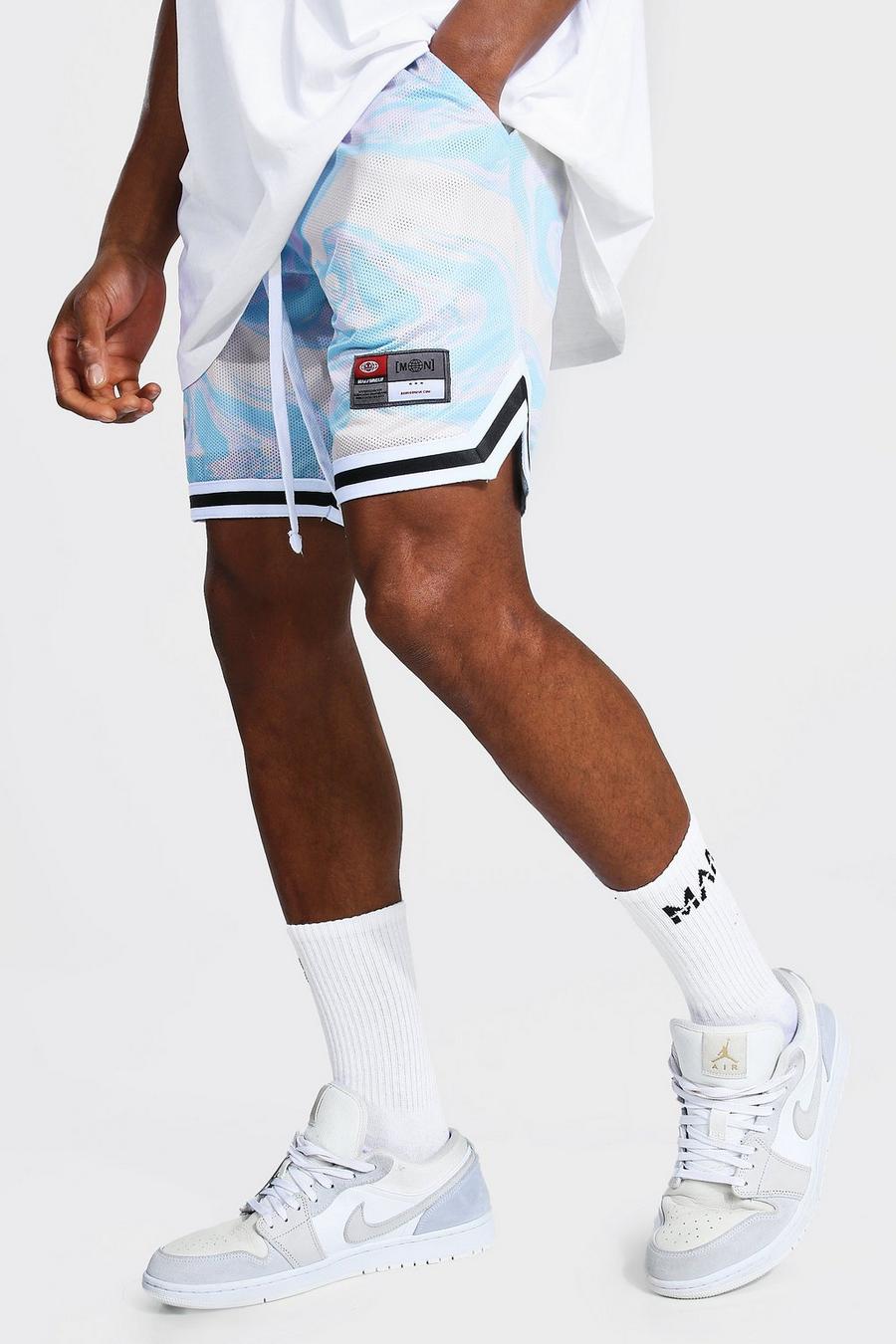 Lilac Man Marble Mesh Basketball Tape Shorts image number 1