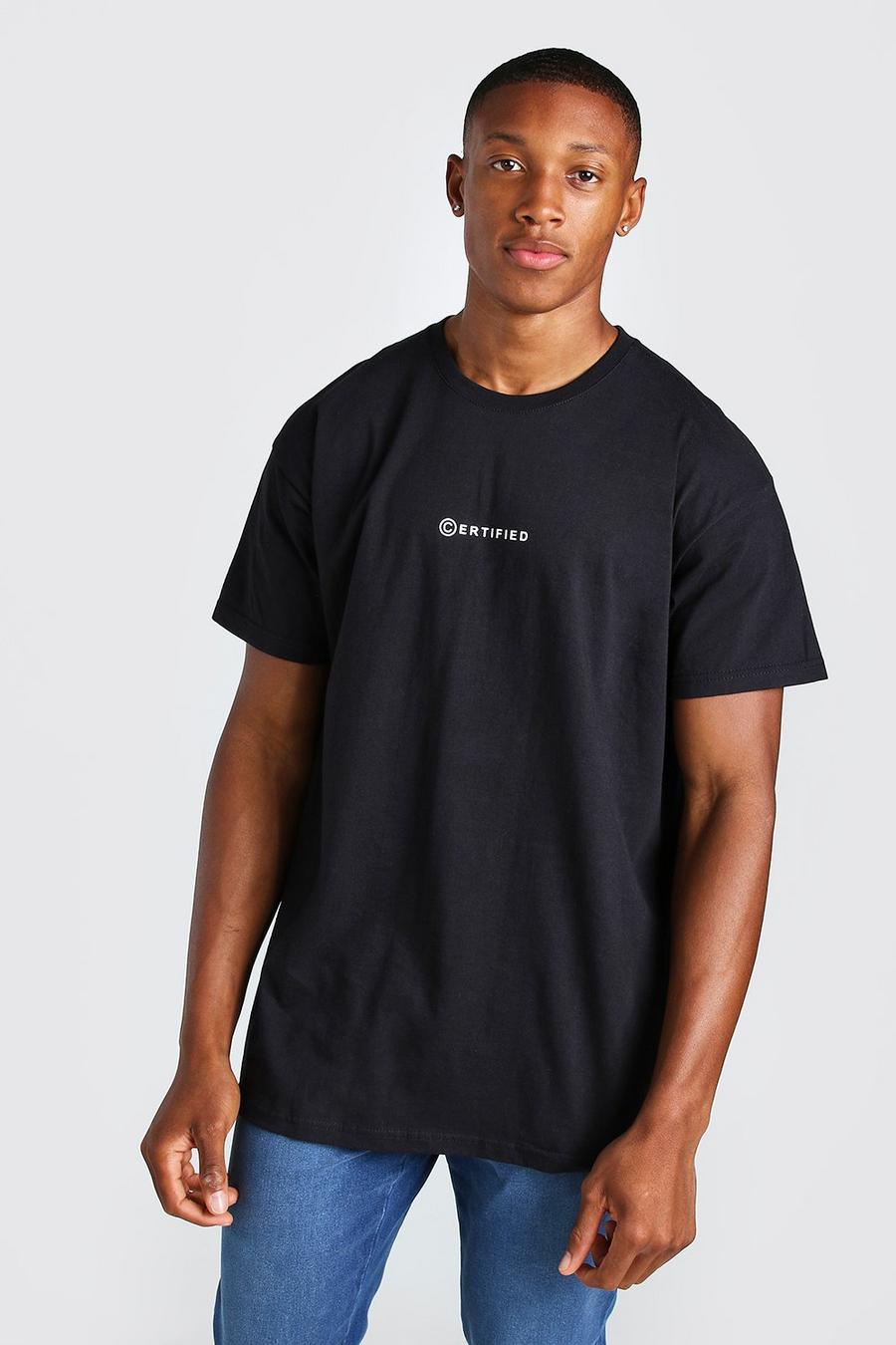 Black Oversized Certified Graphic T-Shirt image number 1