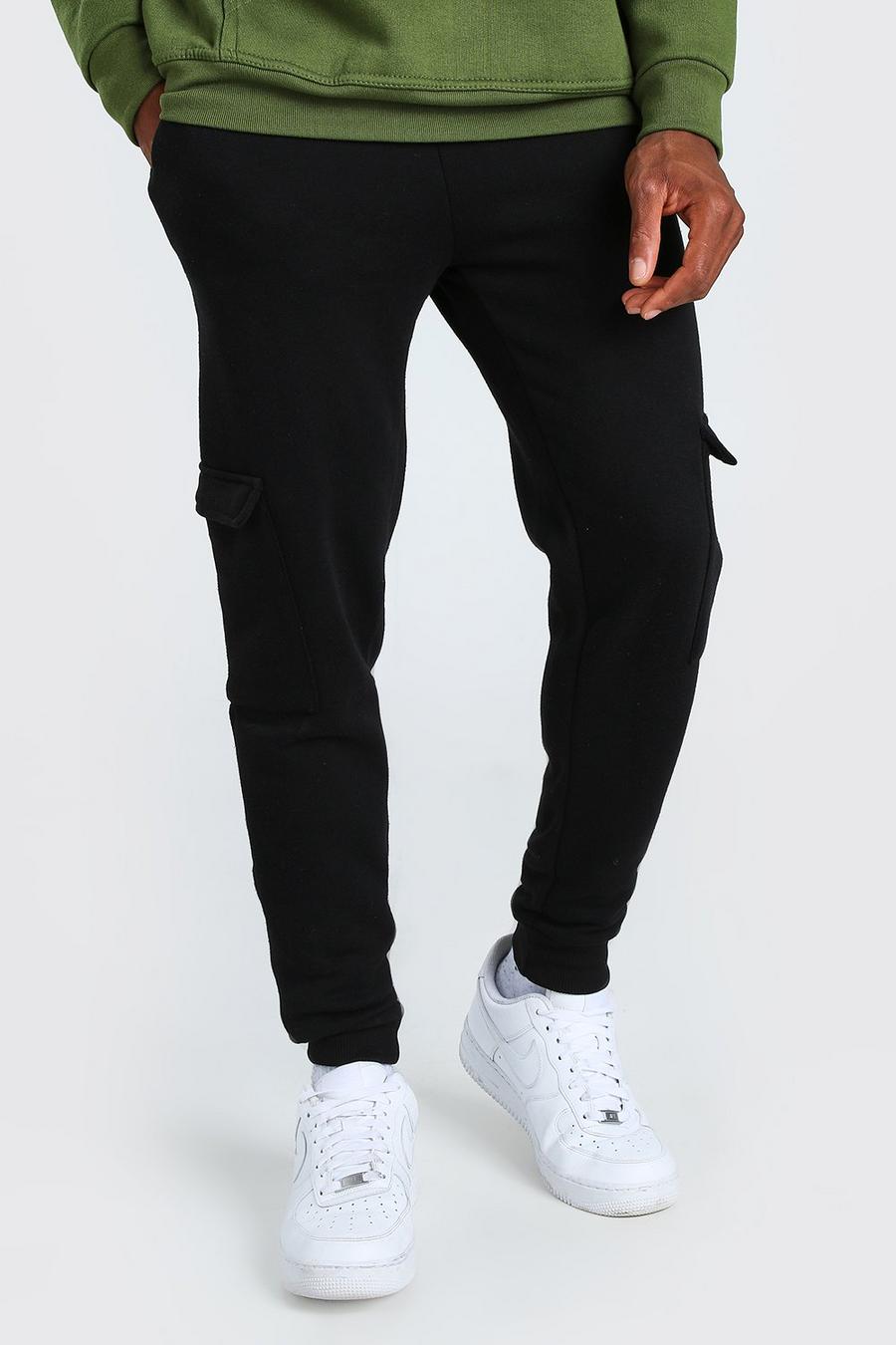 Black Skinny Fit Cargo Joggers image number 1