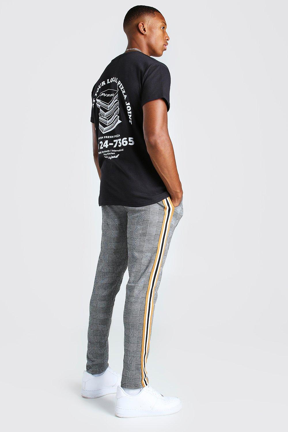 Checked Smart Jogger With Tape Detail boohoo NO