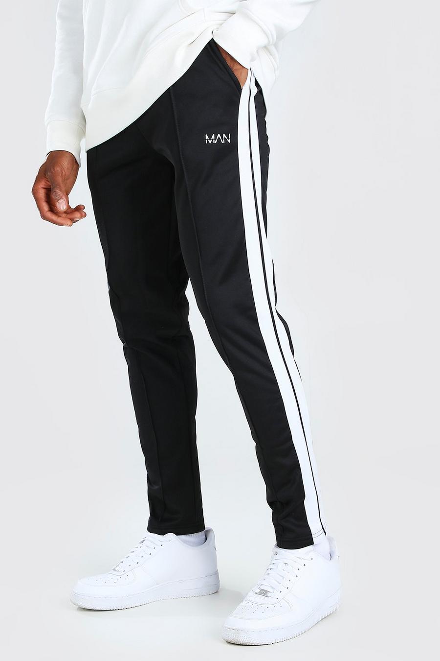 Pantalones de correr de tricot con cinta lateral Original MAN, Negro image number 1
