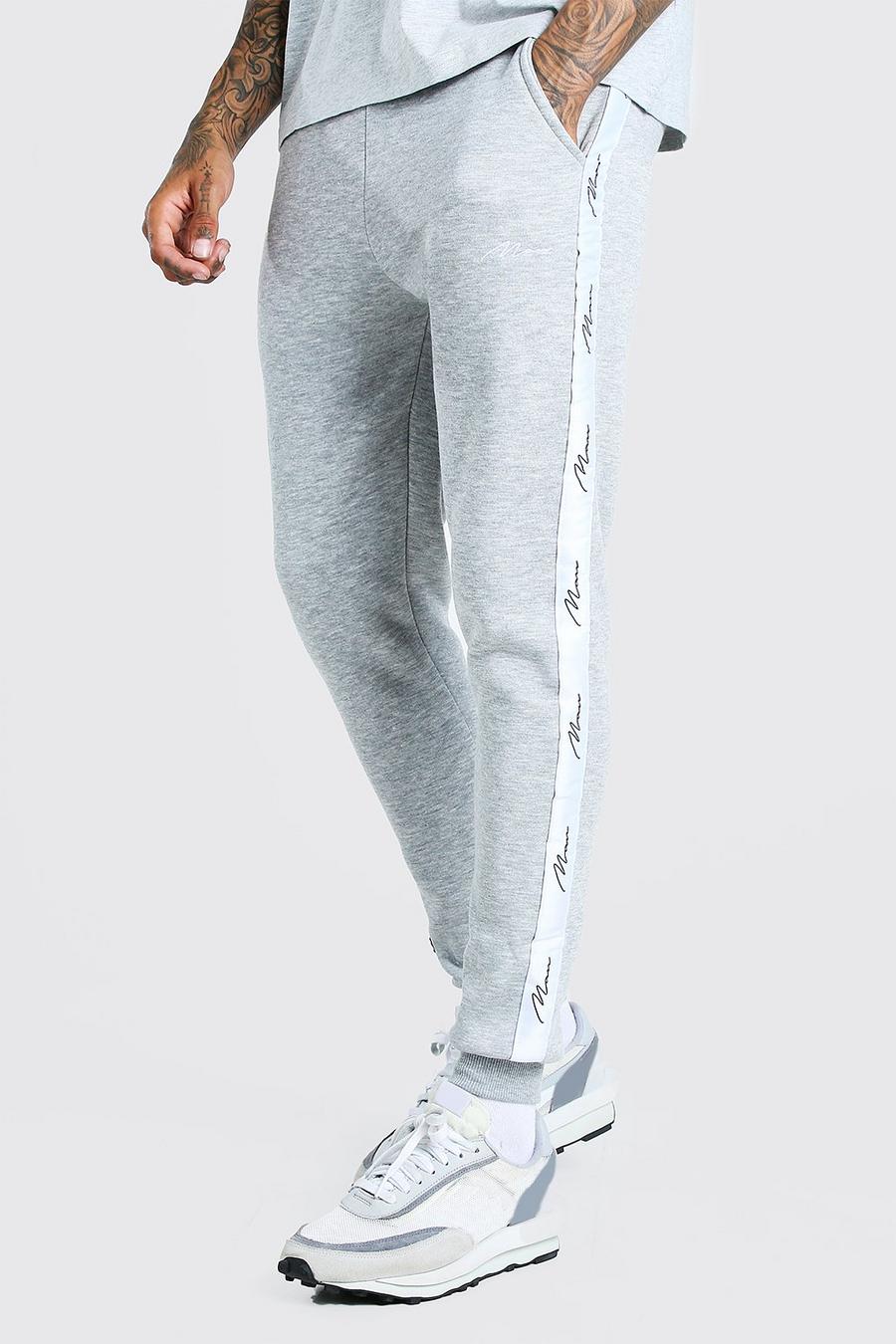 Grey Skinny Fit Jogger With MAN Signature Tape image number 1