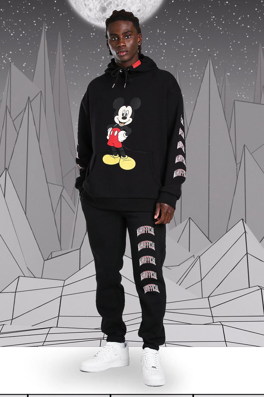 MAN Official Trainingsanzug mit Kapuze und Disney Mickey-Motiv, Schwarz image number 1