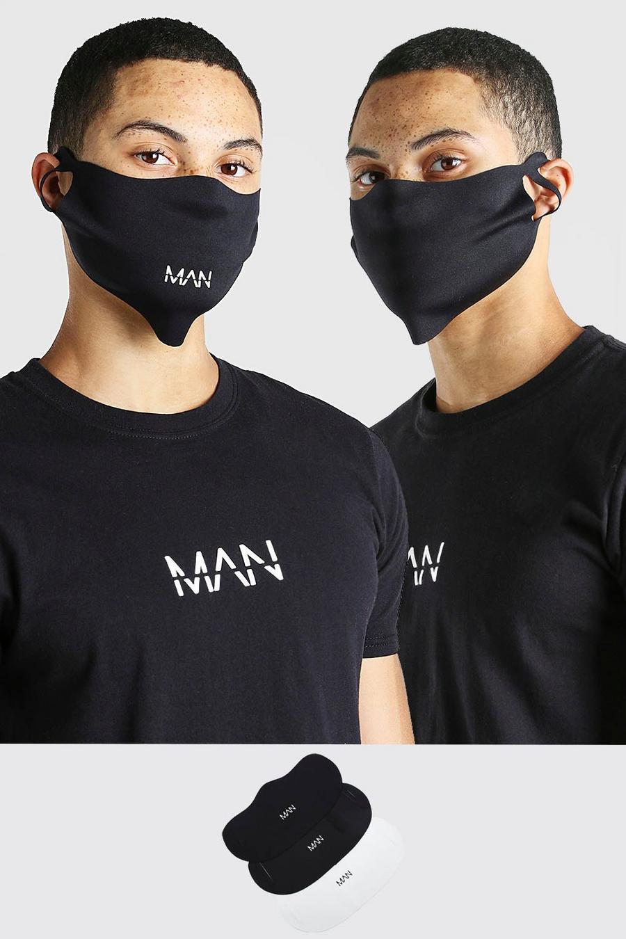 Multi 3 Pack MAN Branded Fashion Masks image number 1