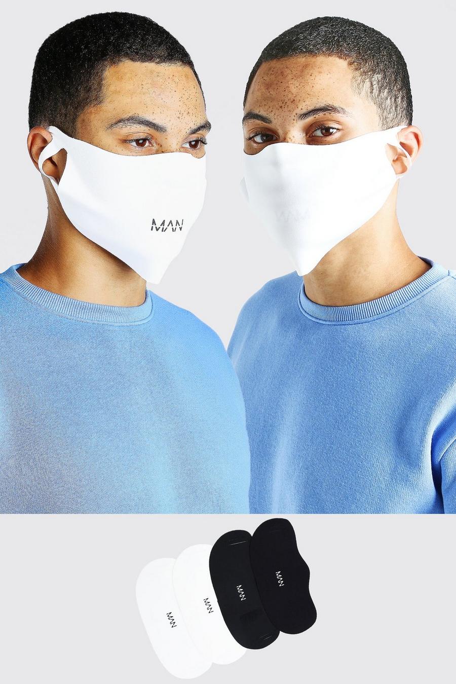 4er-Pack Fashion-Masken mit MAN-Markenmotiv, Mehrfarbig image number 1
