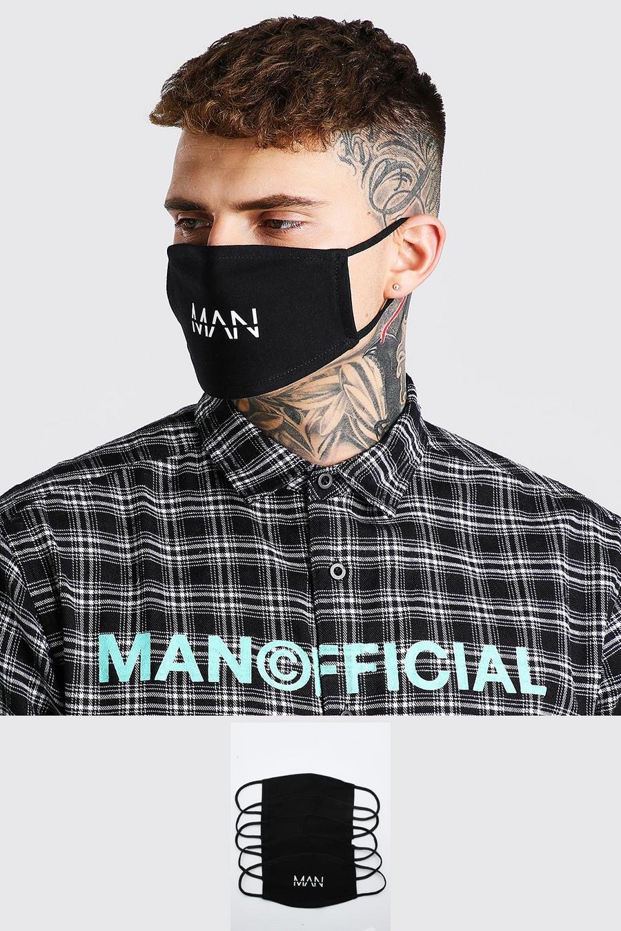 5er-Pack Fashion-Masken mit MAN-Dash-Motiv, Schwarz image number 1