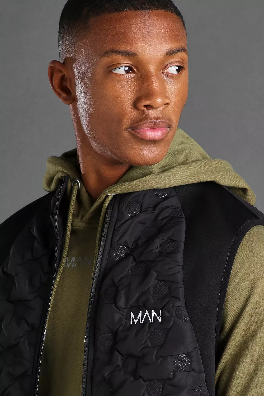 Black MAN Dash Geo Printed Contrast Gilet alternative image