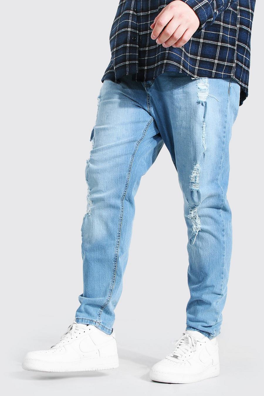 Light blue Plus Size Skinny Fit Heavy Ripped Jean image number 1