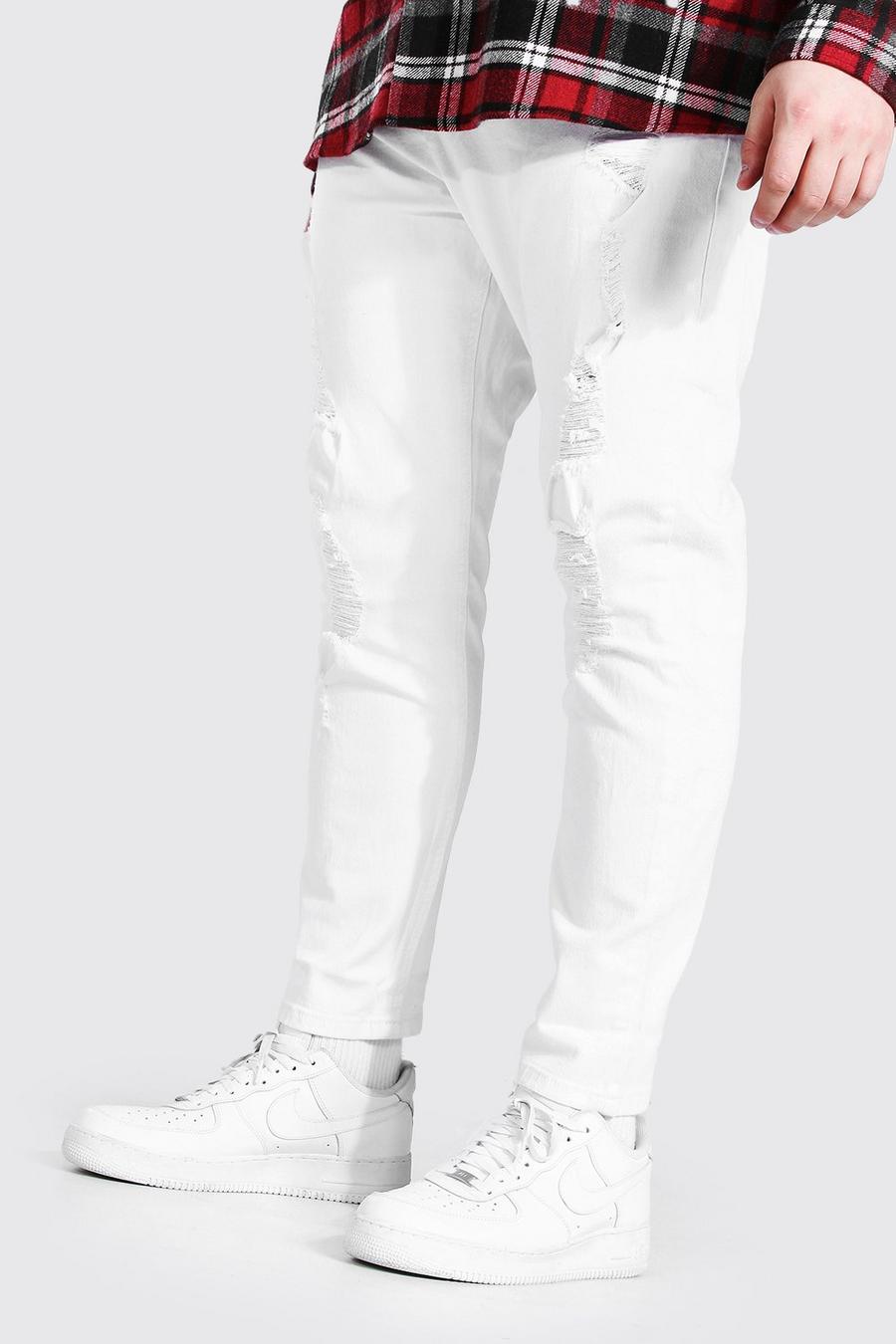 White Plus Size Gescheurde Skinny Jeans image number 1