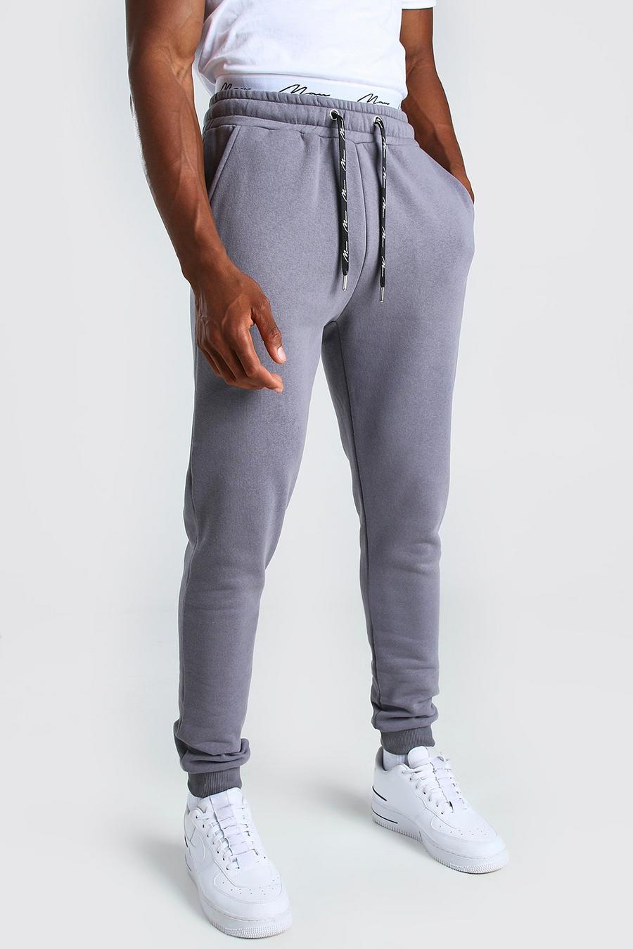 Charcoal Skinny Fit MAN Signature Double Waistband Jogger image number 1