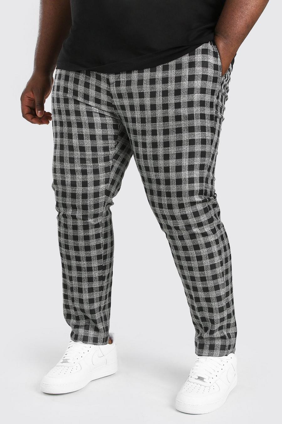 Pantalones skinny en tejido jaspeado con cinturón, talla grande, Gris image number 1