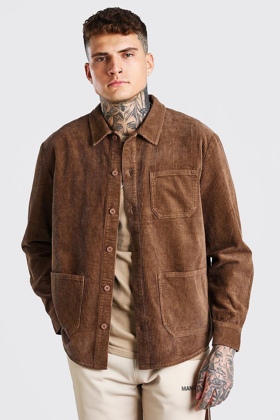 Brown Corduroy Button Through Shirt Jacket image number 1