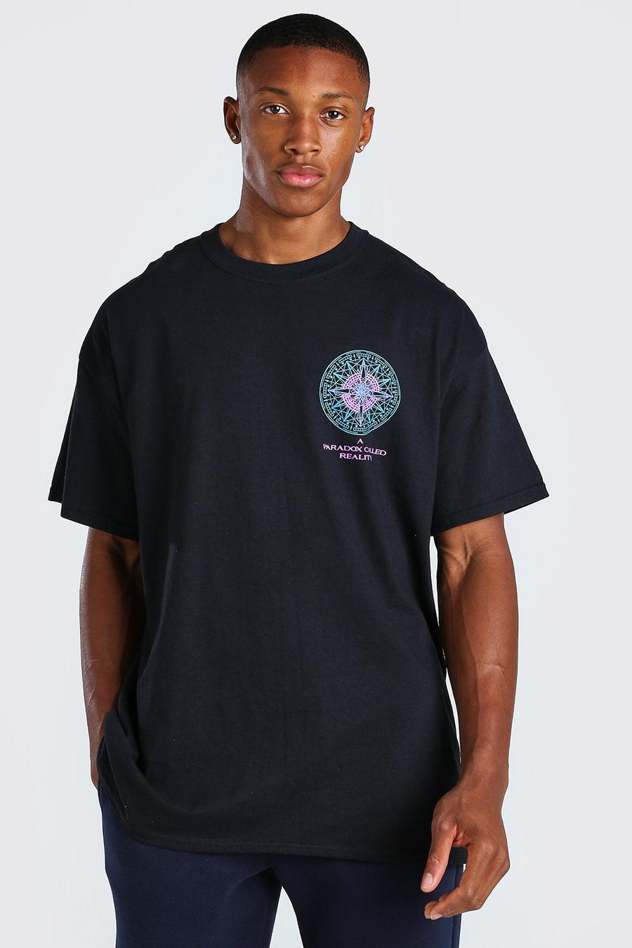 Black Oversize t-shirt med tryck fram och bak image number 1