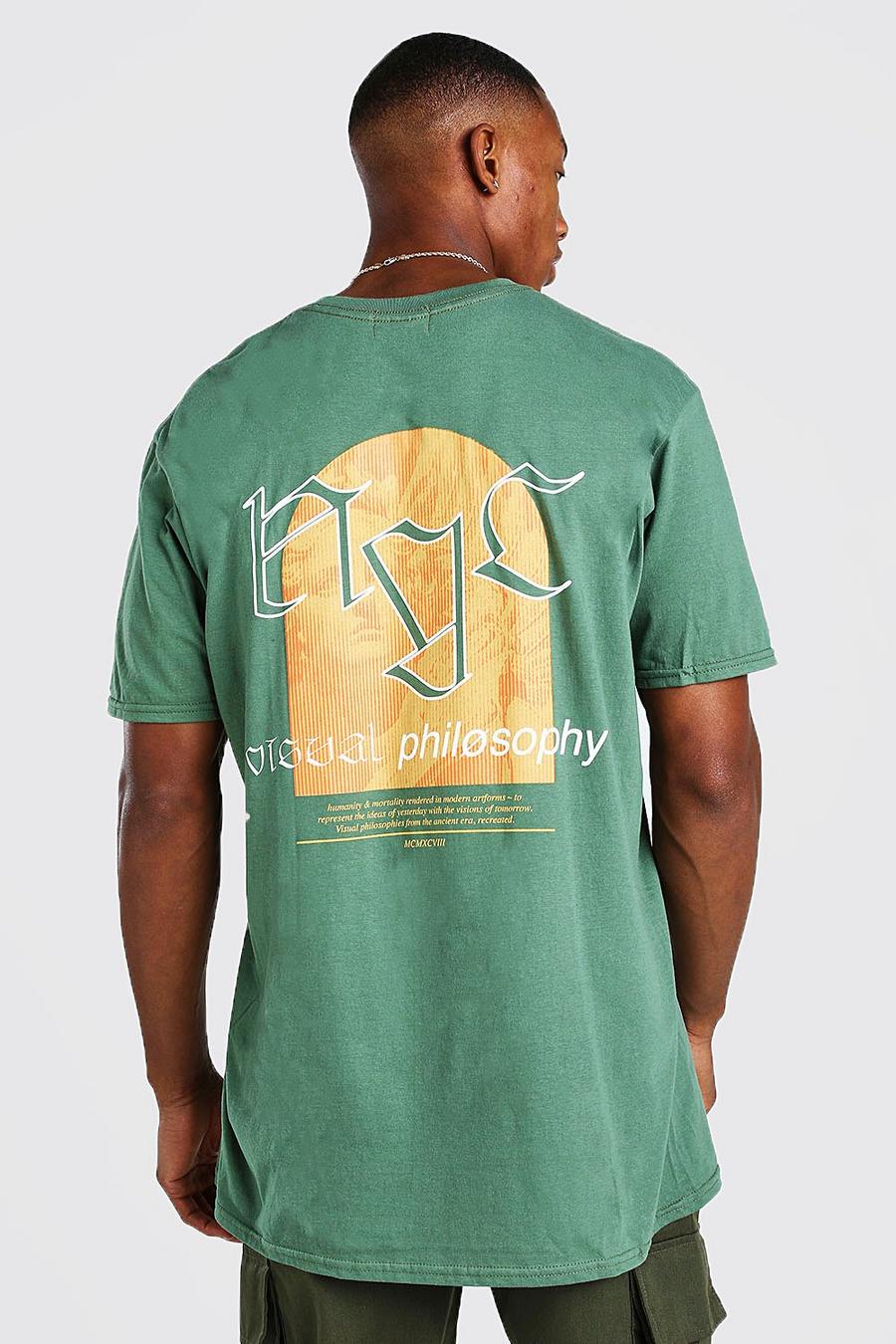 ירוק Oversized NYC Philosophy Print T-Shirt image number 1