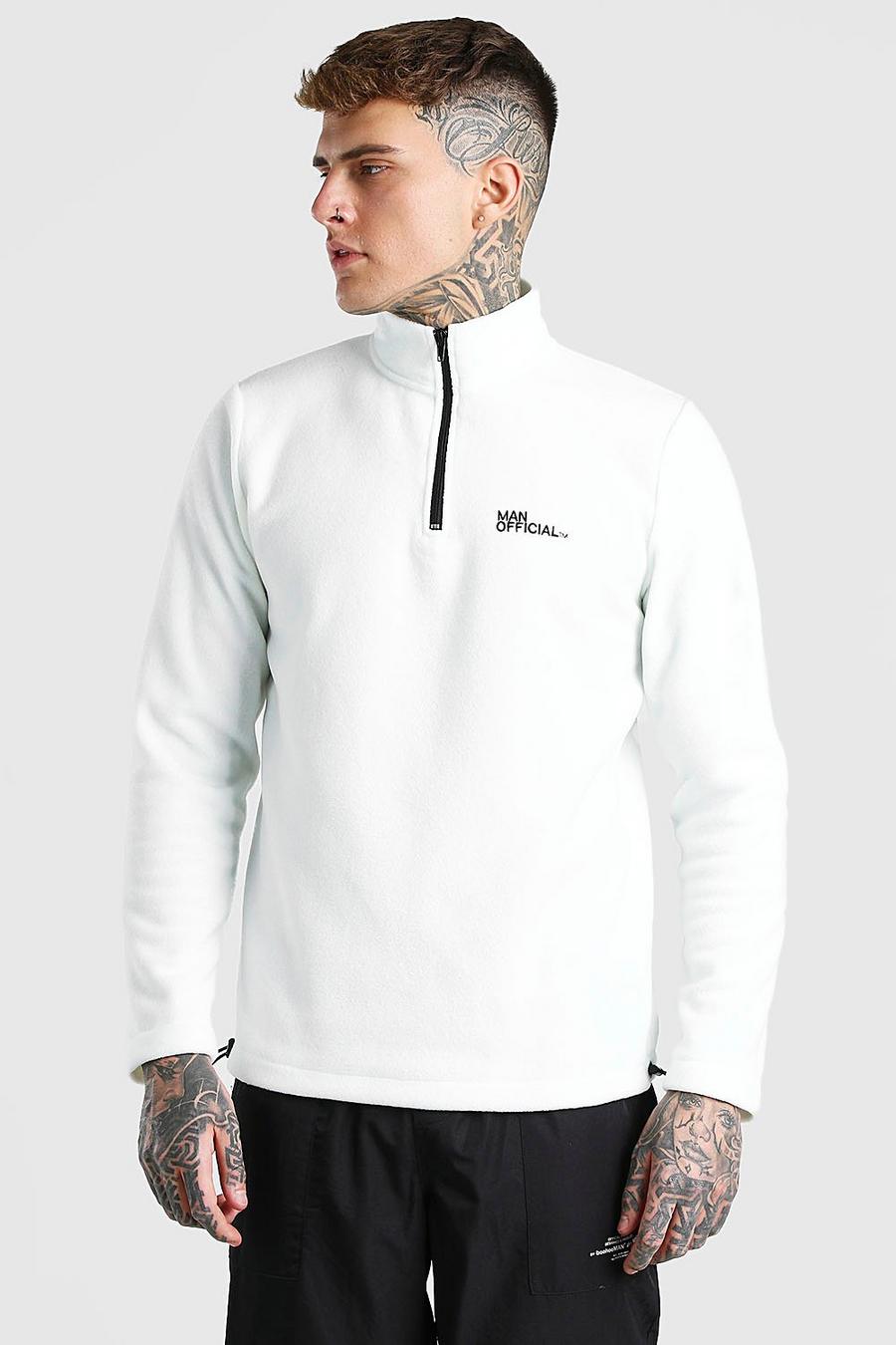 Ecru MAN Official Polar Fleece Half Zip Sweatshirt image number 1